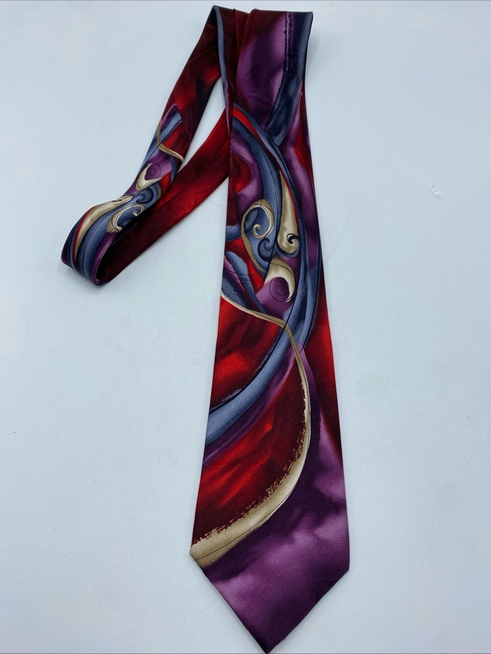 Jerry Garcia Snail Garden Red Blue 100% Silk Tie Collection Fifty Four Abstract